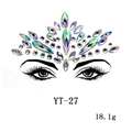 Detailed view of iridescent face gems and holographic rhinestones for masquerade parties - YT-27