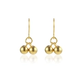 Minimalist 18K gold plated stainless steel earrings with double ball dangle design - Gold Hook Two Beads Style