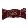 Detail view of burgundy paisley knot headband made from soft knit fabric with twist center - Wine Red Paisley