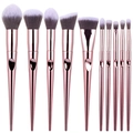 10-teiliges Make-up-Pinsel-Set mit roségoldenen konischen Griffen und zweifarbigen Borsten - Rosa Set