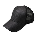 Berretto da baseball glitterato nero con rete traspirante e foro per coda di cavallo - Regolabile / Nero