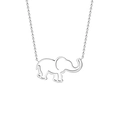 Collar con colgante de elefante hueco en acero inoxidable color plateado - Plateado