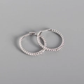 Silver twist rope hoop earrings in s925 sterling silver with a polished metallic finish - Large / White Gold