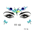 Blue iridescent butterfly and star facial gem stickers for artistic party makeup - YT-43 (Blue AB Color)