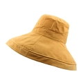 Sombrero de sol amarillo mostaza para mujer con ala ancha plegable para protección solar UV - M (56-58cm) / Amarillo