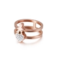 Anello multistrato in oro rosa con silhouette di ragazzo e ciondolo a cuore in cristallo - US 7 / Ragazzo Oro Rosa (KR50156-GC)