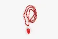 Collana natalizia con catena a perle rosse e ciondolo a forma di lampadina rossa - Collana di perline rosse