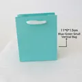 Teal blue luxury paper jewelry gift bag with white ribbon handles 11x6x13cm size - Teal Handbag (11x6x13cm)