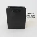 Vertical small black matte jewelry gift bag with ribbon handles measuring 11x6x13cm - Black Handbag (11x6x13cm)