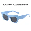 Occhiali da sole retrò cat eye con montatura spessa azzurra e lenti grigio scuro - Montatura Blu Lenti Grigie