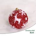 Boule de Noël rouge de 8cm avec renne blanc et détails de flocons de neige brillants - 8cm / Rouge