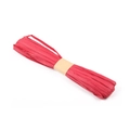 Vibrant red raffia paper twine bundle for DIY crafts with a brown binding strap - 3.5cm Width/20m Length / Red