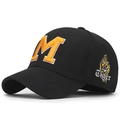 Casquette noire avec broderie lettre M orange et graphique tigre sur le côté gauche - 57-58cm (Extensible) / Noir