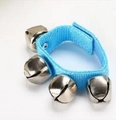 Blue wrist bells for kids with four silver metal bells and adjustable strap - Light Blue