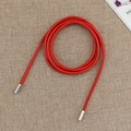 Elegant thin red braided waist rope with silver metal ends for dresses and coats - Red