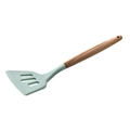Spatola in silicone verde acqua con manico in legno per pentole antiaderenti - Spatola forata