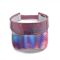 Minimalist holographic laser empty top sun hat with adjustable strap and colorful reflection - Iridescent Holographic / Pink