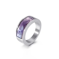 Vintage style silver metal ring featuring a faceted purple gradient crystal stone - Silver Ring Setting with Purple Gradient Rhinestone (Purple KR53599-K)