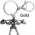 Kreativer 3D-Muskelmann-Schlüsselanhänger für Fitness und Gewichtheben in Goldoptik - Gewichtheben Kniebeuge Pose (KC35) / Gold