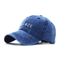Berretto da baseball in cotone lavato blu scuro con ricamo bianco CHANCE in stile vintage - Regolabile / Blu navy