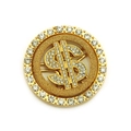 Close-up of golden rotating dollar sign phone accessory with sparkling rhinestones - Gold Circle Style / 4.5CM / Gold