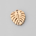 Colgante de hoja de monstera en acero inoxidable dorado para accesorios de joyería DIY - Hoja de un Solo Orificio de 13x17mm / Oro rosa