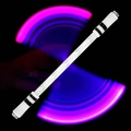Glow-in-the-dark spinning pen with white barrel and vibrant neon LED lights in motion - Spiral / White