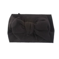 Close-up of black baby headband featuring a textured fabric bow on a white background - Pre-tied Bow / Black