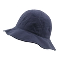 Damen Fischerhut aus Baumwolle in Marineblau mit Rüschenrand für optimalen Sonnenschutz - M (56-58cm) / Marineblau