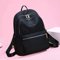 Zaino nero versatile da donna in tessuto Oxford con grande capacità e cerniere dorate - Nero Cerniera Argento - Grande