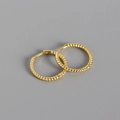 Elegant s925 sterling silver golden hoop earrings with twisted rope design for women - Large / Gold