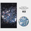 Εξαγωνικό γκλίτερ νυχιών 02 Water Blue Eye με μπλε και ροζ λέιζερ λάμψη - 02 Γαλάζιο του Νερού