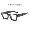 Retro thick black square glasses frame with minimalist bold design and glossy finish - Black Frame Clear Lenses