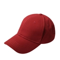 Deep red cotton ponytail baseball cap for women featuring an adjustable open back design - Red