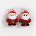 Luminous LED Santa Claus earrings in red transparent finish with festive glow - Santa Claus (Earring)