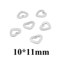 Set di sei ciondoli a cuore in acciaio inossidabile argento per gioielli, 10x11mm - Cuore