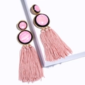 Vintage Ethno-Ohrringe mit rosa Seidenquasten und konzentrischem Kreis-Design - Rosa