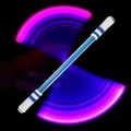 Glowing spinning pen with blue and white barrel creating pink and blue neon light trails - Straight Pattern / Blue