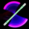 LED balanced spinning pen with green stripes emitting pink and blue neon light trails - Straight Pattern / Green