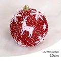 Boule de Noël rouge scintillante de 10 cm avec motifs blancs de renne et flocons - 10cm / Rouge