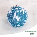 Boule de Noël bleue de 8cm avec motifs de rennes et flocons de neige scintillants - 8cm / Bleu