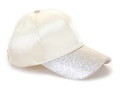 Casquette de baseball en coton mercerisé ivoire avec visière à paillettes pour queue de cheval - Doré