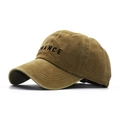 Brown washed cotton baseball cap with black CHANCE embroidery in vintage style - Adjustable / Coffee