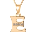 Minimalist gold letter E pendant necklace with sparkling cubic zirconia on O-chain - Gold-E