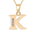 Elegant rose gold necklace featuring a letter K pendant set with four sparkling round zircons - Gold-K