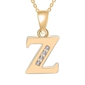 Golden letter Z pendant necklace with white zircons on a delicate O-chain link - Gold-Z