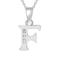 Silver letter F alphabet pendant necklace with sparkling round zircon stones - Silver-F