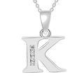 Silver letter K pendant necklace with four sparkling cubic zirconia on a delicate chain - Silver-K