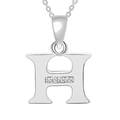 Letter H pendant necklace in polished silver finish with four cubic zirconia stones - Silver-H
