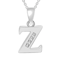 Silver letter Z pendant necklace with four sparkling cubic zirconia stones - Silver-Z